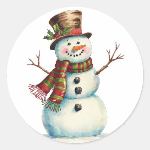 Vintage-Schneemann Runder Aufkleber