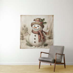 Vintage Schneemann-Wandteppich Wandteppich