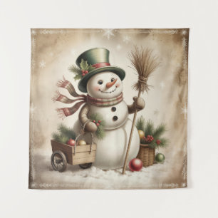 Vintage Schneemann-Wandteppich Wandteppich
