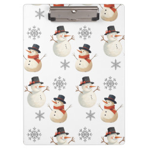 Vintage-Schneemann-Weihnachts-Schneeflocken Klemmbrett