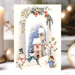 Vintage Schneemänner Angel Boy Kurfürst Feiertagskarte<br><div class="desc">Vintage Schneemänner Angel Boy Courier Weihnachtswagen. Dieses Design umfasst zwei Schneemänner und einen Engeljungen Kurier. Was für eine schöne Retro-Urlaubsszene! Personalisieren Sie dieses maßgeschneiderte Design mit Ihrem eigenen Gruß.</div>