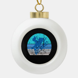 Vintage Schneemobilfahren Keramik Kugel-Ornament