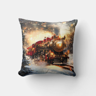 Vintage Schneenacht Weihnachtszug Express Kissen