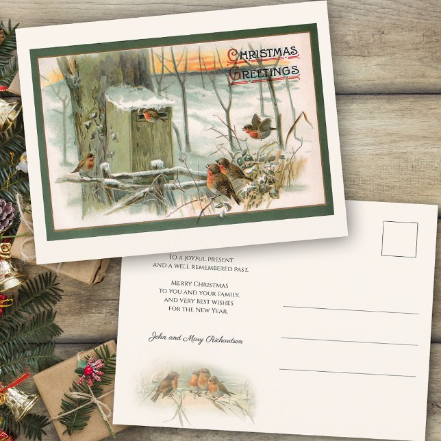 Vintage Schneerobben mit Weihnachtsgrüße Postkarte (Von Creator hochgeladen)