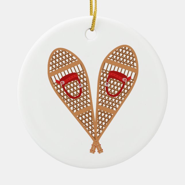 Vintage Schneeschuhe Keramik Ornament (Vorne)