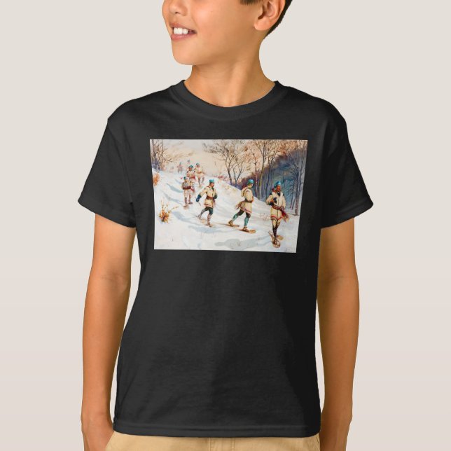 "Vintage Schneeschuhwanderung" T - Shirt (Vorderseite)