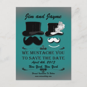 Vintage Schnurrbart Save The Date Ankündigungspostkarte