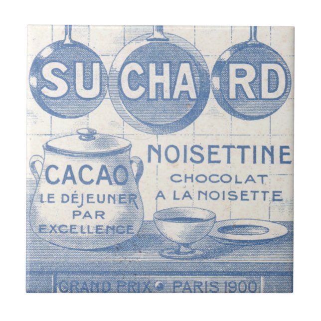 Vintage Schokolade Blue Kitchenette  Fliese (Vorderseite)