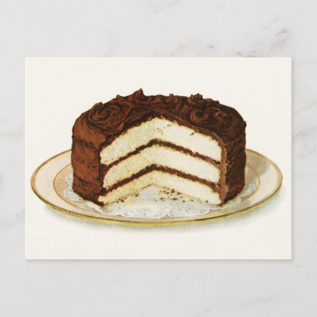 Vintage Schokolade-Eisschicht-Kuchen Postkarte (Vorderseite)