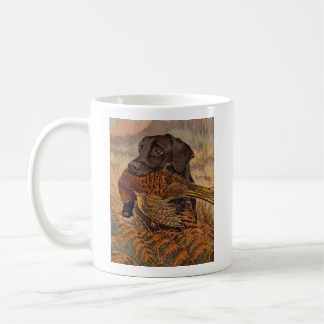 Vintage Schokoladen-Labrador-Jagd Kaffeetasse (Links)