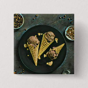 Vintage-Schokoladeneiscreme-Waffeln Button