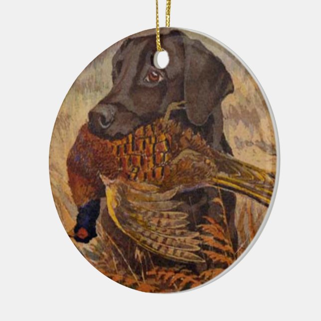 Vintage Schokoladenjagd Labrador Keramikornament (Links)