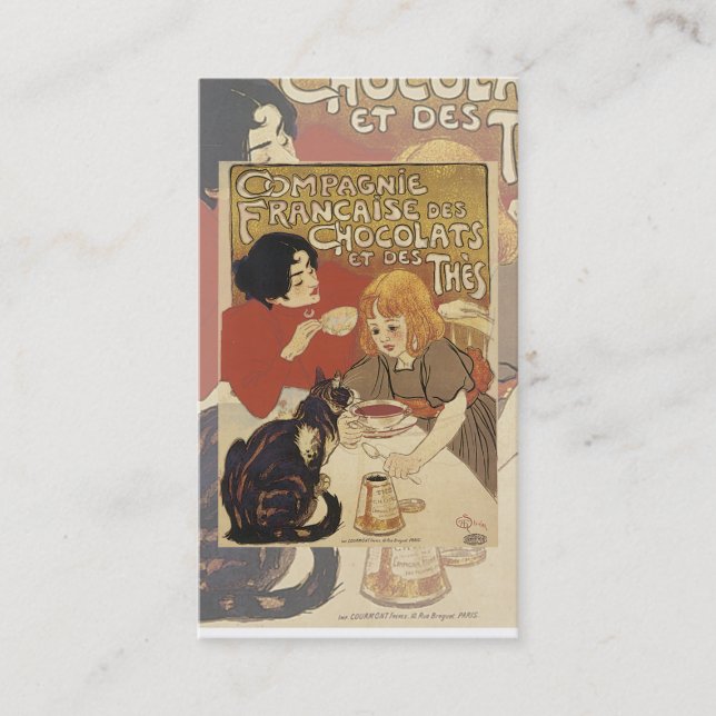Vintage Schokoladenkarte Visitenkarte (Vorderseite)