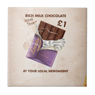 Vintage Schokoladenwerbung nach dem Krieg Fliese