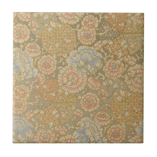 Vintage schöne Blumen Blumenmuster Fliese (Vorderseite)