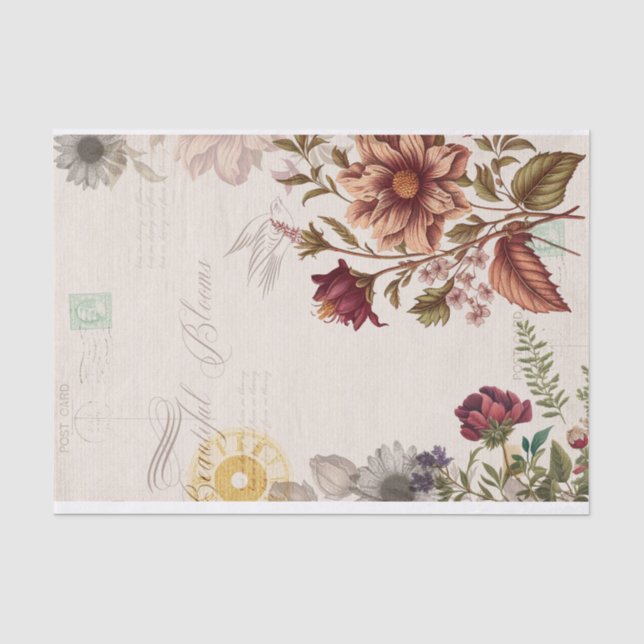 Vintage schöne Blüten Seidenpapier (Vorderseite)