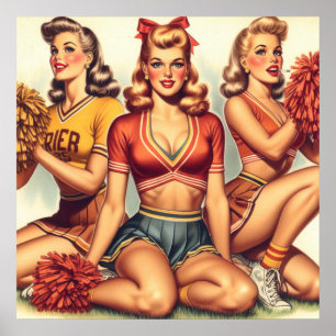 Vintage Schöne Cheerleader Poster