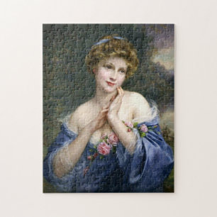 Vintage schöne Dame in Blau