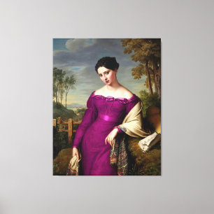 Vintage schöne Dame in Fuchsia Pink Leinwanddruck