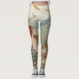 Vintage schöne Girly Meerjungfrau unter dem Meer Leggings