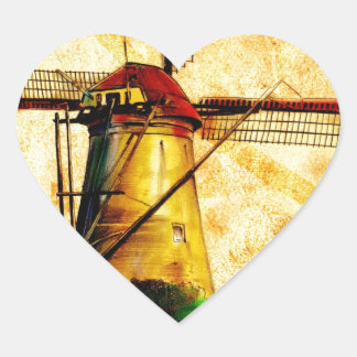 Vintage schöne Künste F021 Windmill Herz-Aufkleber