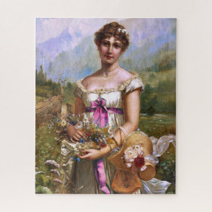 Vintage schöne Lady Pink Ribbon Weiße Blume