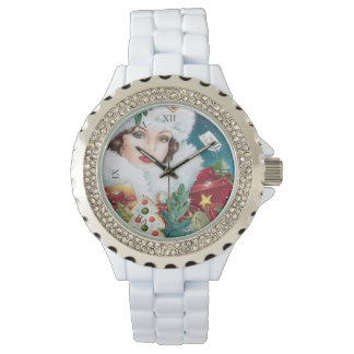 Vintage schöne Weihnachtsfrau Armbanduhr