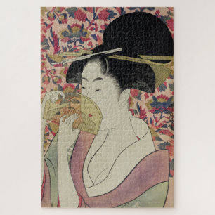 Vintage Schönes Geisha-Porträt mit einem Kamm Kuns