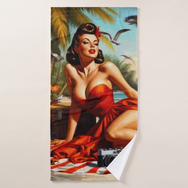 Vintage Schönheit Pinup Badehandtuch (Badehandtuch)