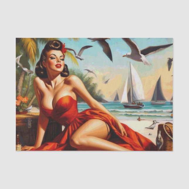 Vintage Schönheit Pinup Seidenpapier (Vorderseite)