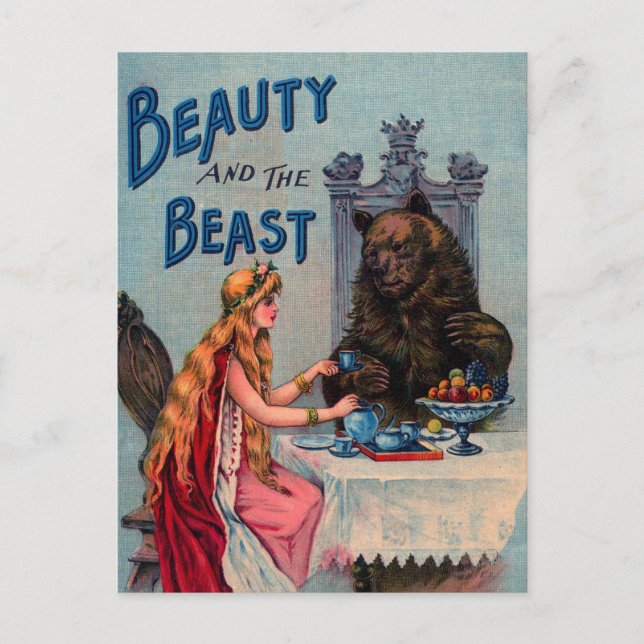 Vintage Schönheit und das Biest Postkarte (Vorderseite)