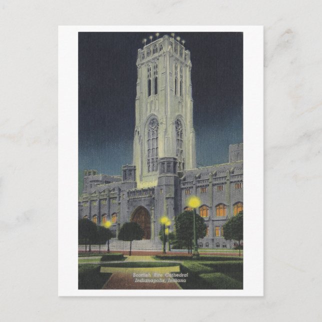 Vintage schottische Ritekathedrale, Indianapolis Postkarte (Vorderseite)