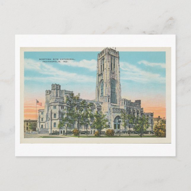 Vintage schottische Ritekathedrale, Indianapolis Postkarte (Vorderseite)