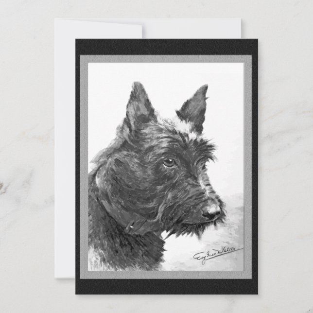 Vintage schottische Terrier-Kunst Einladung (Vorderseite)