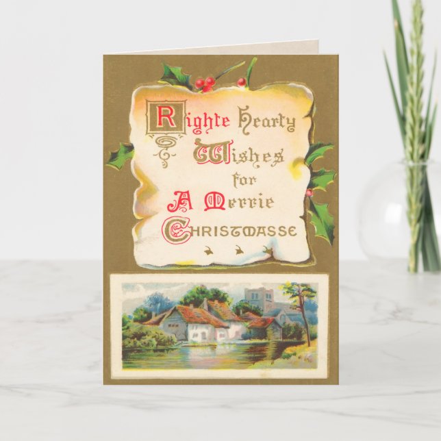 Vintage schottische Weihnachtskarte Feiertagskarte (Vorderseite)