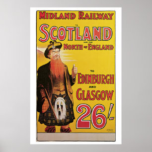 Vintage Schottland-Bahnreise-Werbung Poster
