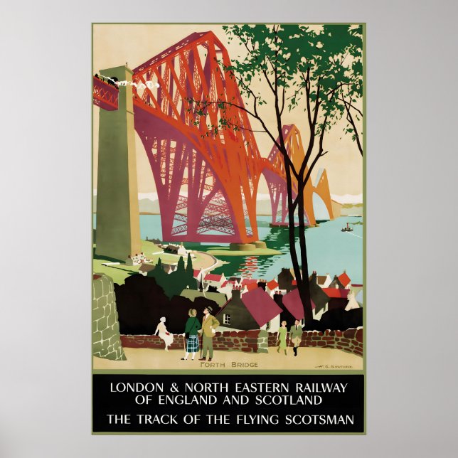 Vintage Schottland Forth Bridge Eisenbahn Reise Poster (Vorne)