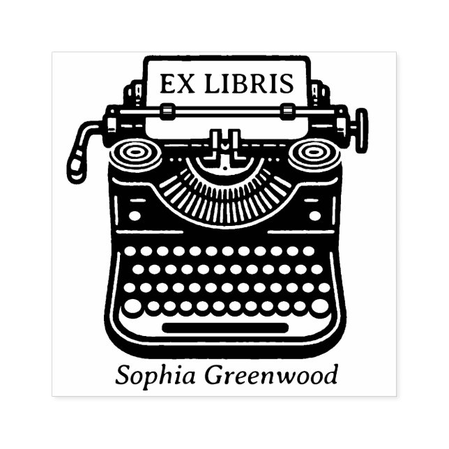 Vintage Schreibmaschine - Ex Libris Gummistempel (Prägung)