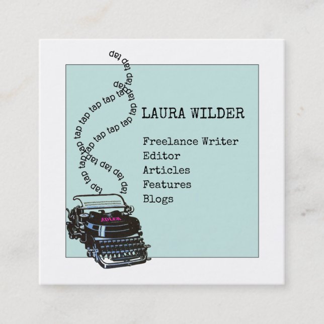 Vintage Schreibmaschine Freelance Writer Quadratische Visitenkarte (Vorderseite)