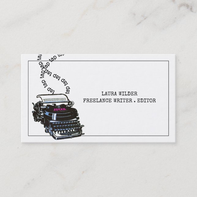 Vintage Schreibmaschine Freelance Writer Visitenkarte (Vorderseite)