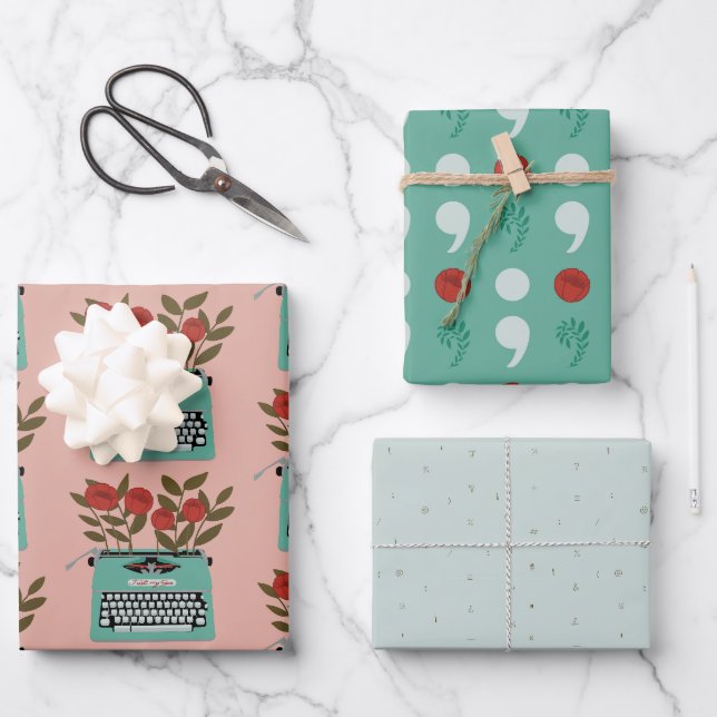 Vintage Schreibmaschine Geschenkpapier Set (Vorderseite)
