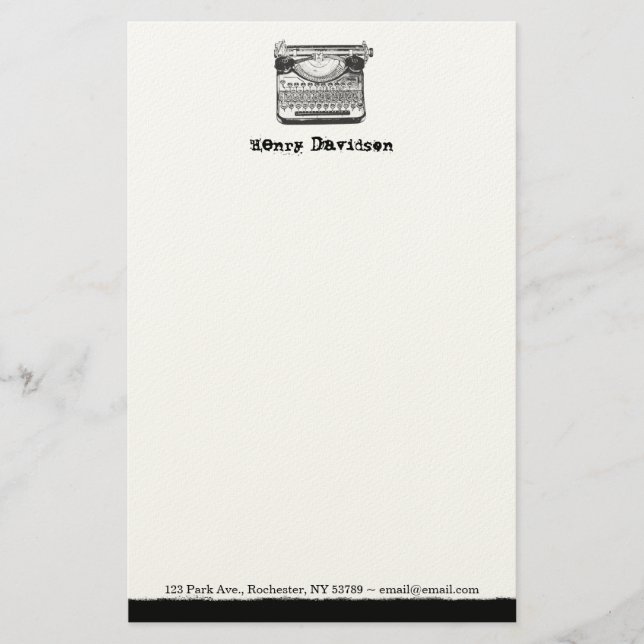 Vintage Schreibmaschine Personalisiert Stationery Briefpapier (Vorderseite)