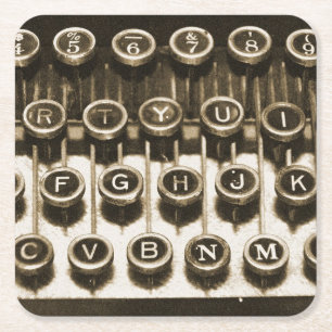 Vintage Schreibmaschine Rechteckiger Pappuntersetzer