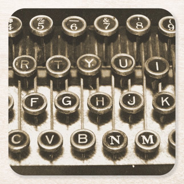 Vintage Schreibmaschine Rechteckiger Pappuntersetzer (Vorderseite)