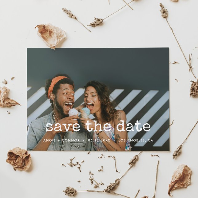 Vintage Schreibmaschine Save the Date Fotokarte Ankündigung (Von Creator hochgeladen)