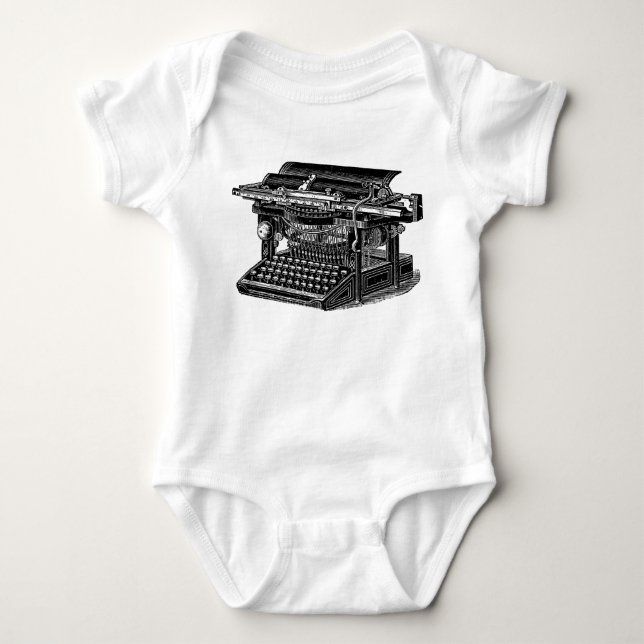 Vintage Schreibmaschine - Schwarz Baby Strampler (Vorderseite)