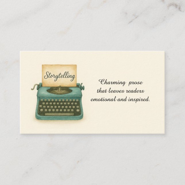 Vintage Schreibmaschine Storyteller Writer Visitenkarte (Vorderseite)