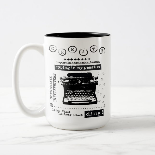 Vintage Schreibmaschine Zwei-Tone-Kaffee-Tasse Zweifarbige Tasse (Links)