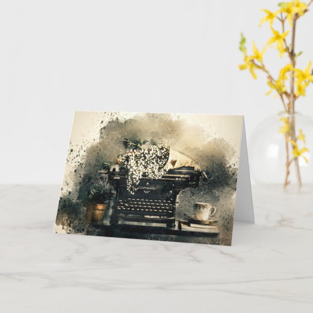 Vintage Schreibmaschinenanzeige, beliebiger Okasio Karte (Gelbe Blume)