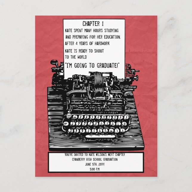 Vintage Schreibmaschinenpostkarte Einladungspostkarte (Vorderseite)